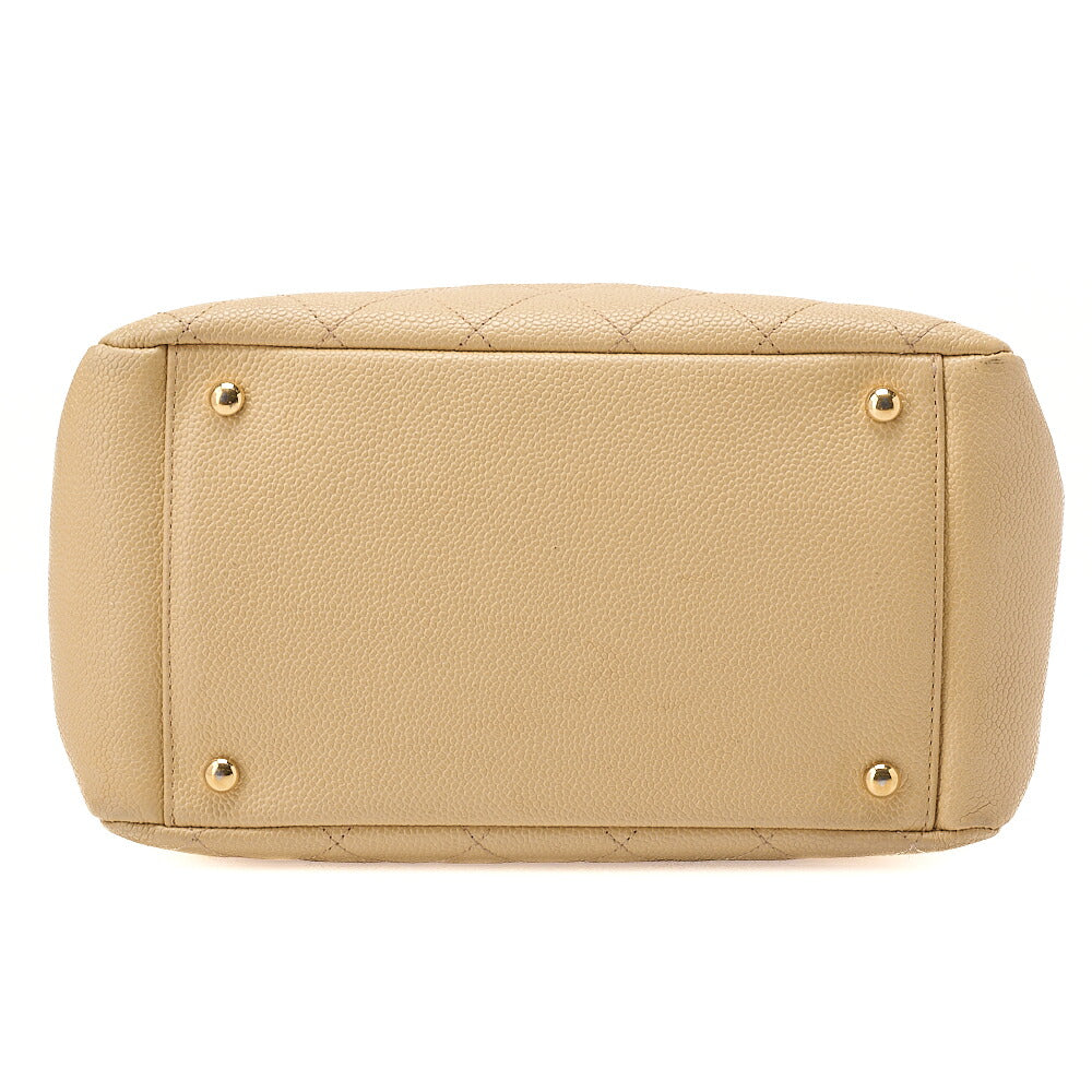 CHANEL Matelasse Double Chain Tote Bag PTT Caviar Skin Beige Gold-Tone Hardware, Pre-Owned