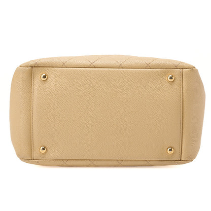CHANEL Matelasse Double Chain Tote Bag PTT Caviar Skin Beige Gold-Tone Hardware, Pre-Owned