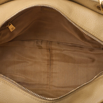CHANEL Matelasse Double Chain Tote Bag PTT Caviar Skin Beige Gold-Tone Hardware, Pre-Owned