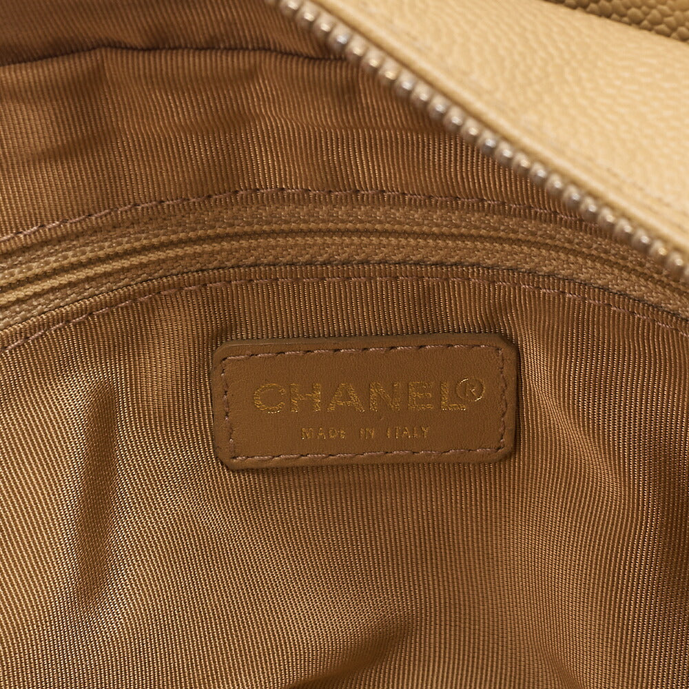CHANEL Matelasse Double Chain Tote Bag PTT Caviar Skin Beige Gold-Tone Hardware, Pre-Owned