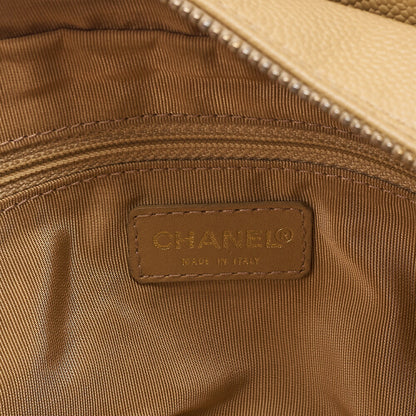 CHANEL Matelasse Double Chain Tote Bag PTT Caviar Skin Beige Gold-Tone Hardware, Pre-Owned
