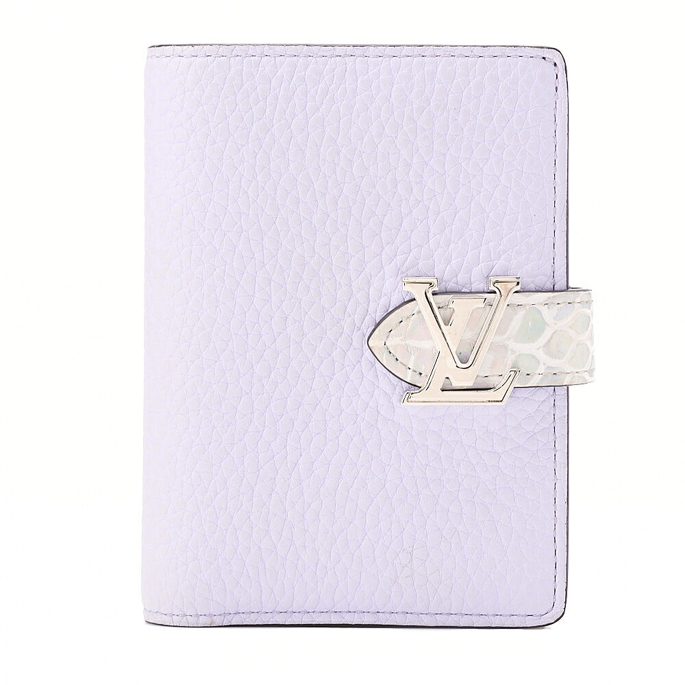 LOUIS VUITTON Rocodile x Leather Vertical Bi-Fold Wallet Purple IC Chip Silver-Tone Hardware, Pre-Owned