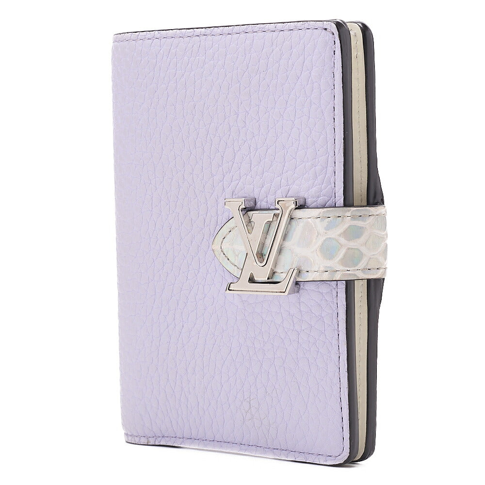 LOUIS VUITTON Rocodile x Leather Vertical Bi-Fold Wallet Purple IC Chip Silver-Tone Hardware, Pre-Owned