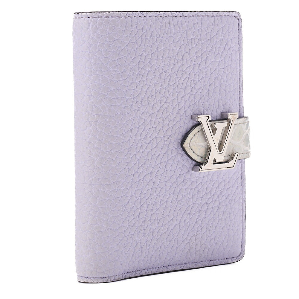 LOUIS VUITTON Rocodile x Leather Vertical Bi-Fold Wallet Purple IC Chip Silver-Tone Hardware, Pre-Owned