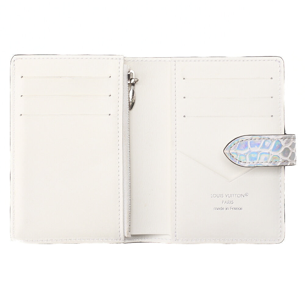 LOUIS VUITTON Rocodile x Leather Vertical Bi-Fold Wallet Purple IC Chip Silver-Tone Hardware, Pre-Owned