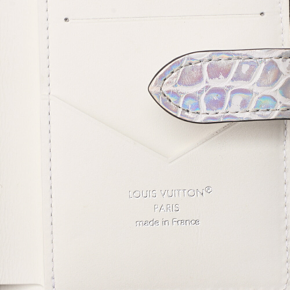 LOUIS VUITTON Rocodile x Leather Vertical Bi-Fold Wallet Purple IC Chip Silver-Tone Hardware, Pre-Owned
