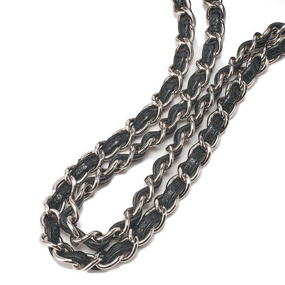 CHANEL Caviar Skin Deka Ma Lass? 30cm Single Flap Chain Shoulder Bag Black Silver-Tone Hardware, Pre-Owned
