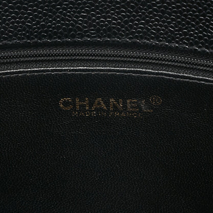 CHANEL Caviar Skin Turn Lock Tote Bag Black Gold-Tone Hardware, Pre-Owned