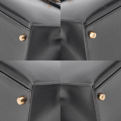 Hermes Hermes Kelly 35 Box Calf 2-Way Handbag Black Gold-Tone Hardware, Pre-Owned