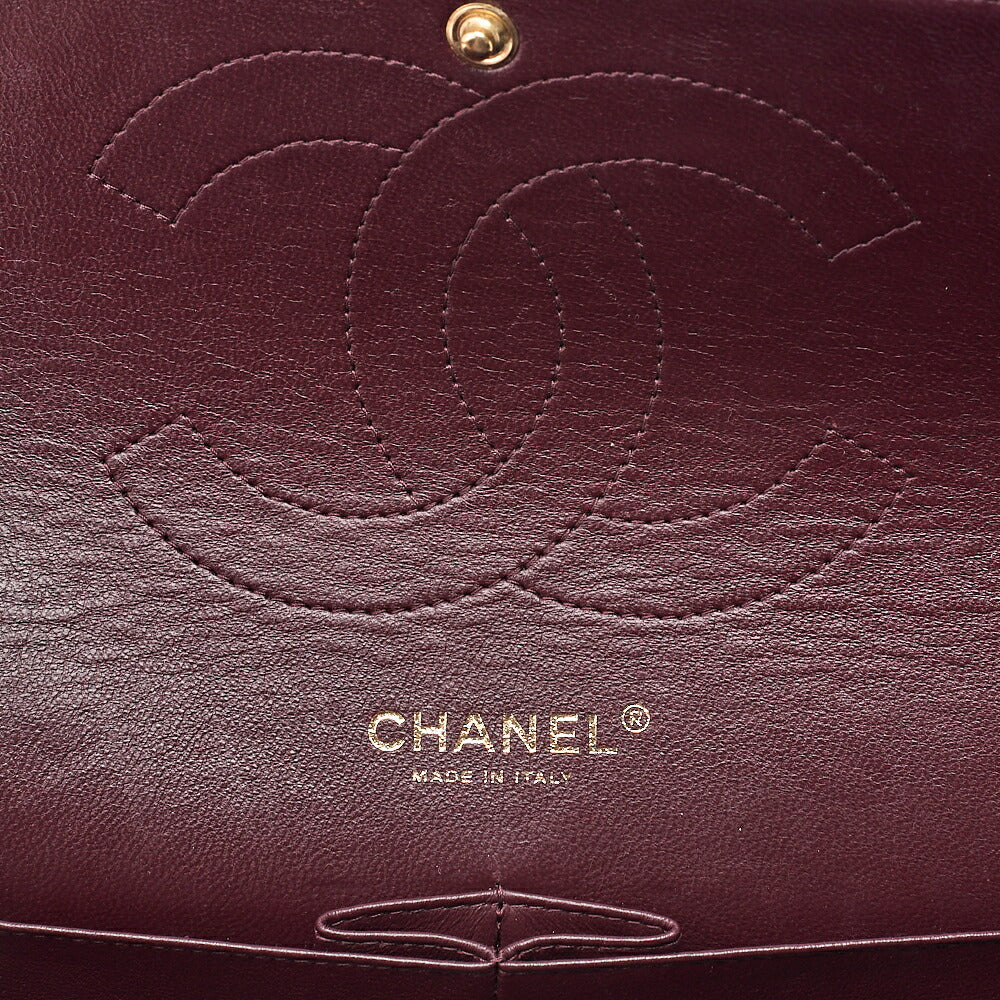 CHANEL Caviar Skin Deca Matelasse 30cm Double Flap Chain Shoulder Bag Black Gold-Tone Hardware, Pre-Owned