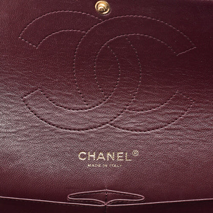 CHANEL Caviar Skin Deca Matelasse 30cm Double Flap Chain Shoulder Bag Black Gold-Tone Hardware, Pre-Owned