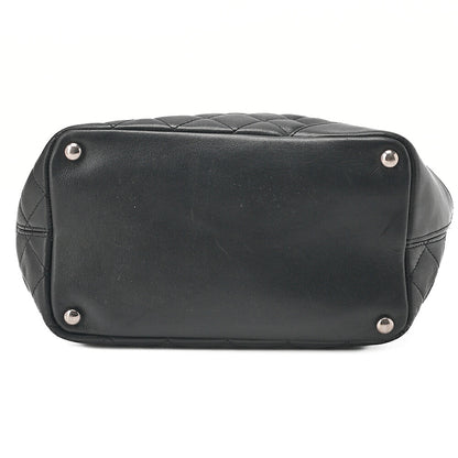 CHANEL Calf Leather x Enamel Kanbon Line Tote Bag Black x Black Silver-Tone Hardware, Pre-Owned