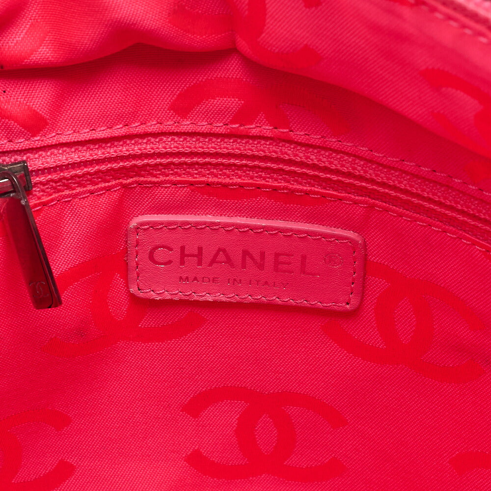 CHANEL Calf Leather x Enamel Kanbon Line Tote Bag Black x Black Silver-Tone Hardware, Pre-Owned