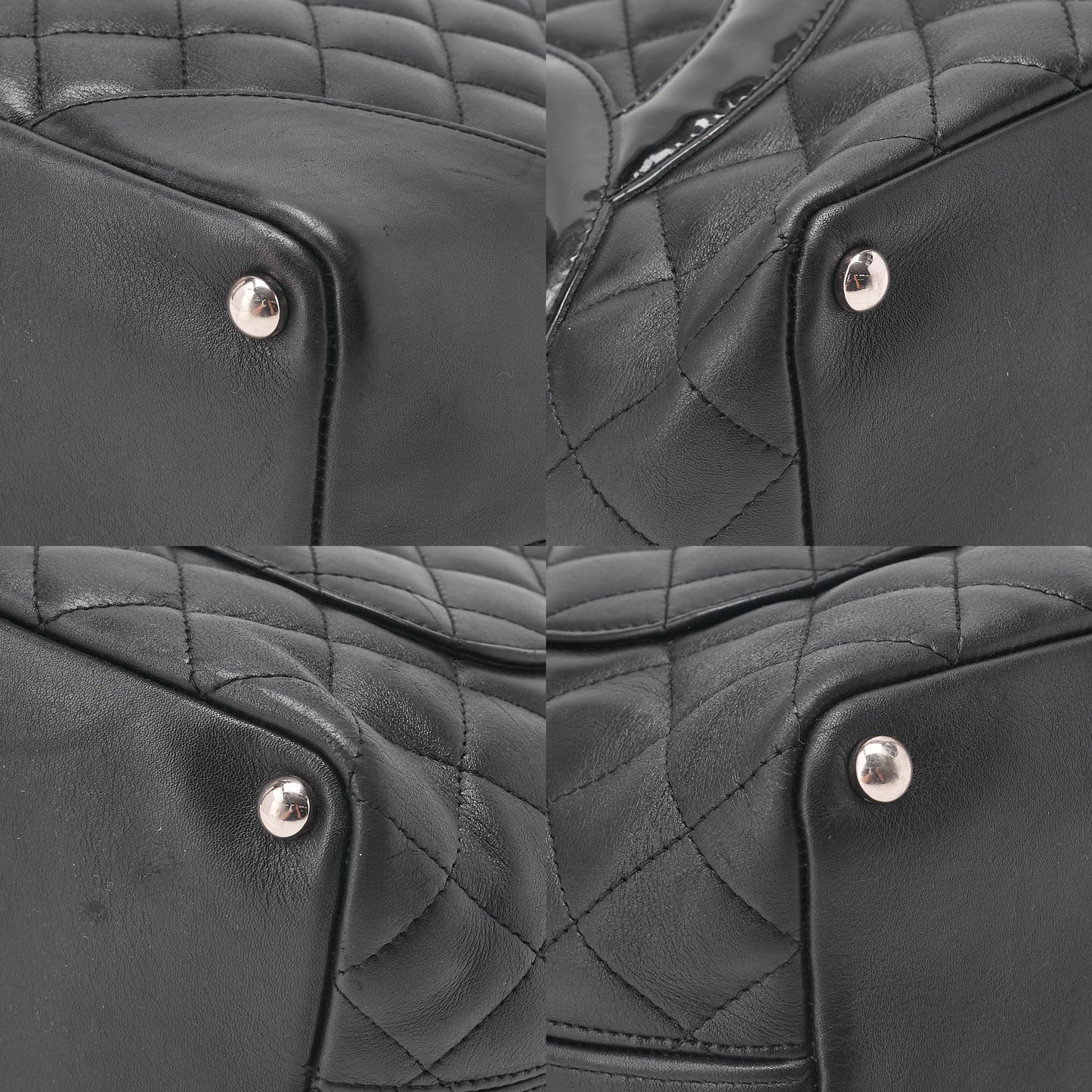 CHANEL Calf Leather x Enamel Kanbon Line Tote Bag Black x Black Silver-Tone Hardware, Pre-Owned
