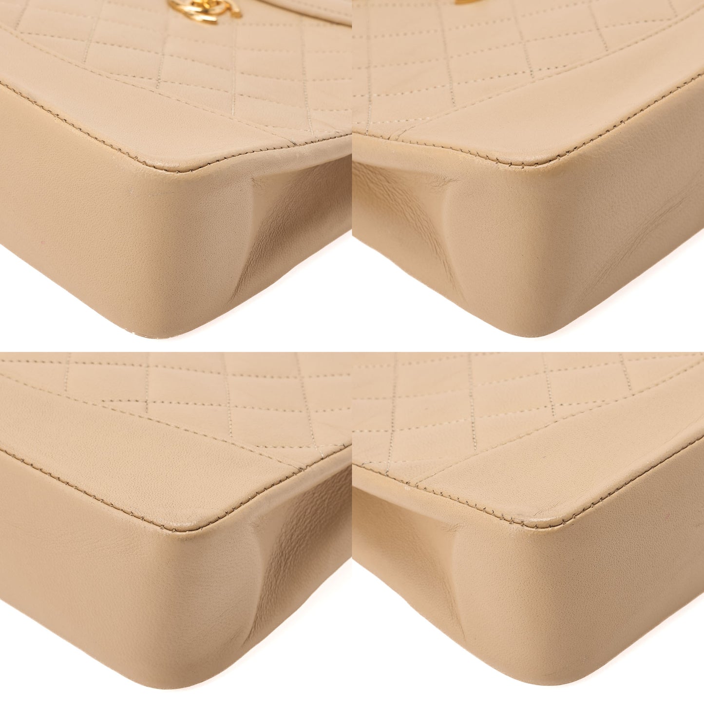 CHANEL Lambskin Matelasse Coco Mark 2-way Handbag Beige Gold-Tone Hardware, Pre-Owned