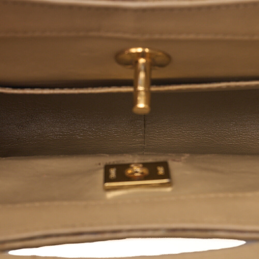 CHANEL Lambskin Matelasse Coco Mark 2-way Handbag Beige Gold-Tone Hardware, Pre-Owned
