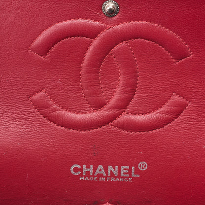 CHANEL Caviar Skin Matelasse 25cm Double Flap Chain Shoulder Red Silver-Tone Hardware, Pre-Owned