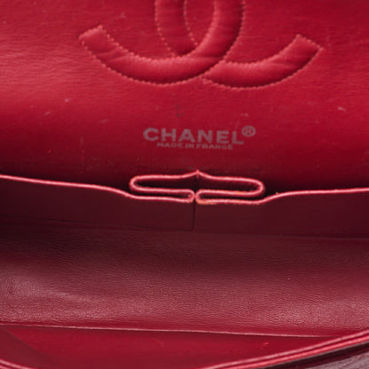 CHANEL Caviar Skin Matelasse 25cm Double Flap Chain Shoulder Red Silver-Tone Hardware, Pre-Owned