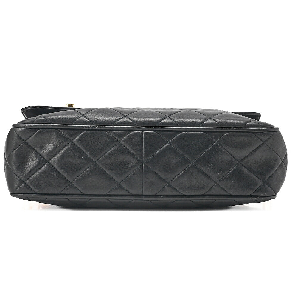 CHANEL Lambskin Matelasse Outside Flap with Fringe Bijou Chain Shoulder Black Gold-Tone Hardware, Pre-Owned