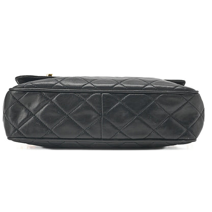 CHANEL Lambskin Matelasse Outside Flap with Fringe Bijou Chain Shoulder Black Gold-Tone Hardware, Pre-Owned