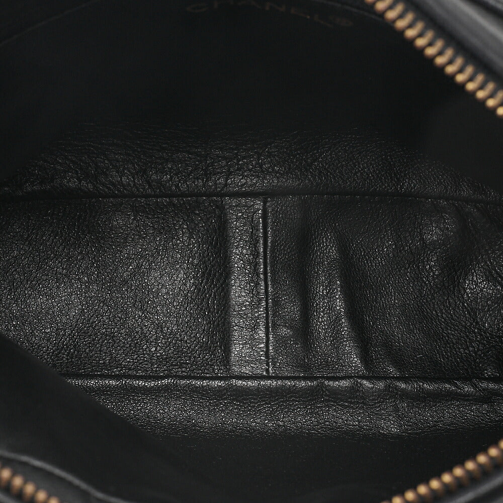 CHANEL Lambskin Matelasse Outside Flap with Fringe Bijou Chain Shoulder Black Gold-Tone Hardware, Pre-Owned