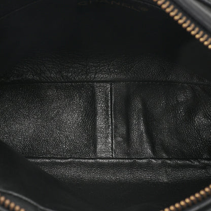 CHANEL Lambskin Matelasse Outside Flap with Fringe Bijou Chain Shoulder Black Gold-Tone Hardware, Pre-Owned
