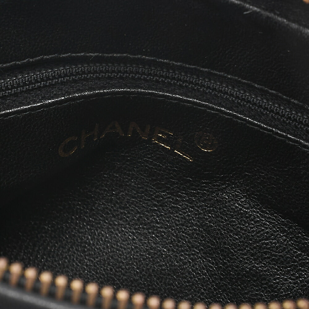 CHANEL Lambskin Matelasse Outside Flap with Fringe Bijou Chain Shoulder Black Gold-Tone Hardware, Pre-Owned