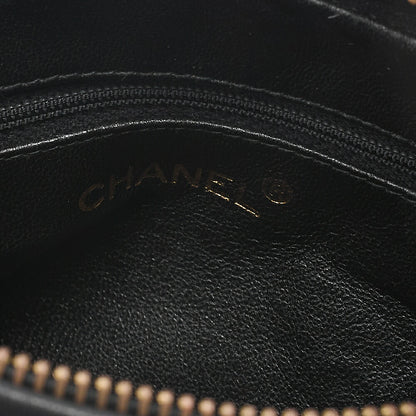 CHANEL Lambskin Matelasse Outside Flap with Fringe Bijou Chain Shoulder Black Gold-Tone Hardware, Pre-Owned
