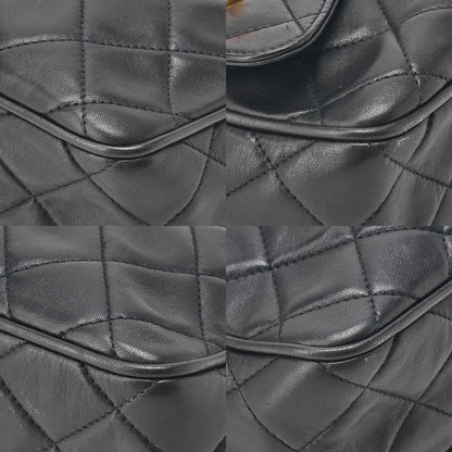 CHANEL Lambskin Matelasse Outside Flap with Fringe Bijou Chain Shoulder Black Gold-Tone Hardware, Pre-Owned