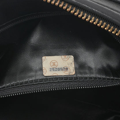 CHANEL Lambskin Matelasse Outside Flap with Fringe Bijou Chain Shoulder Black Gold-Tone Hardware, Pre-Owned
