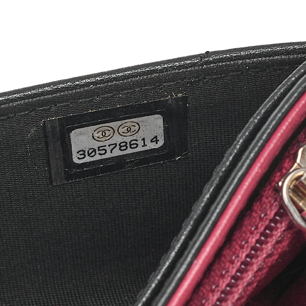 CHANEL Lambskin Matelasse Chanel 19 Bi-Fold Long Wallet Black Gold-Tone Hardware, Pre-Owned