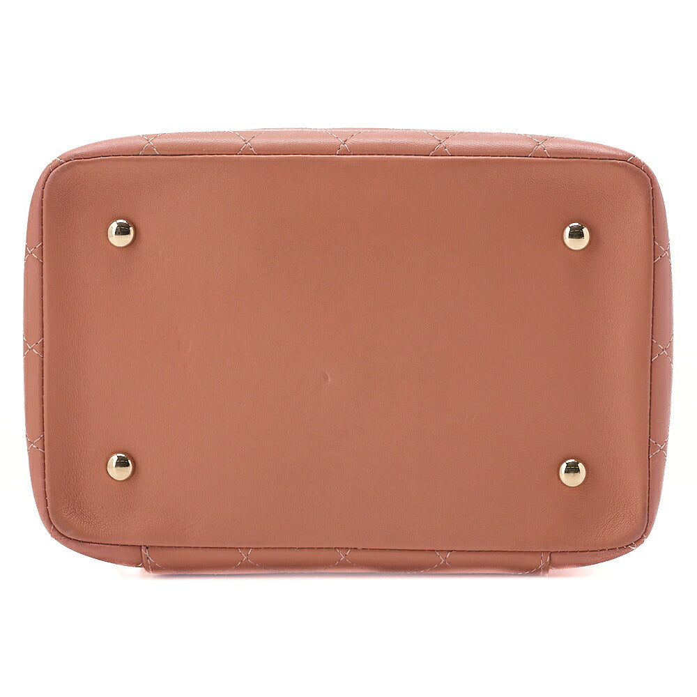 CHANEL Lambskin Coco Mark Vanity Wood Handle 2-Way Shoulder Pink Gold-Tone Hardware, Pre-Owned