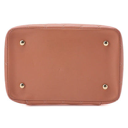 CHANEL Lambskin Coco Mark Vanity Wood Handle 2-Way Shoulder Pink Gold-Tone Hardware, Pre-Owned