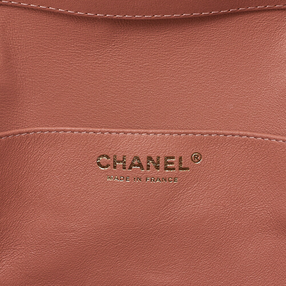 CHANEL Lambskin Coco Mark Vanity Wood Handle 2-Way Shoulder Pink Gold-Tone Hardware, Pre-Owned