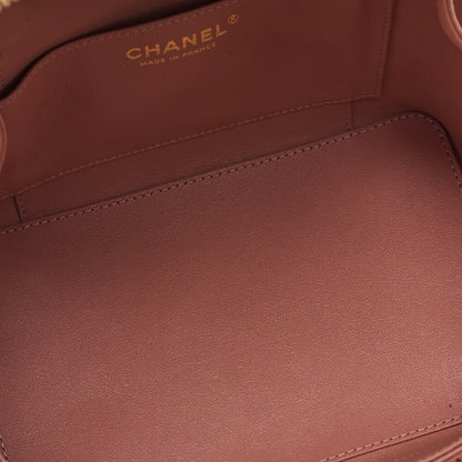 CHANEL Lambskin Coco Mark Vanity Wood Handle 2-Way Shoulder Pink Gold-Tone Hardware, Pre-Owned