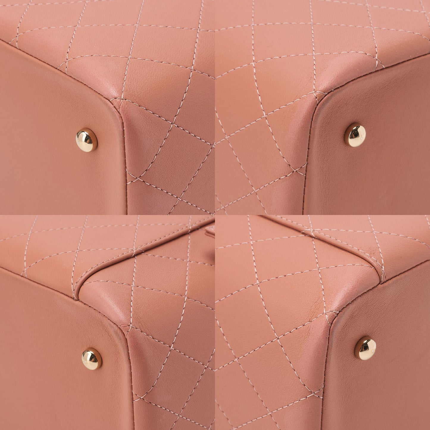 CHANEL Lambskin Coco Mark Vanity Wood Handle 2-Way Shoulder Pink Gold-Tone Hardware, Pre-Owned