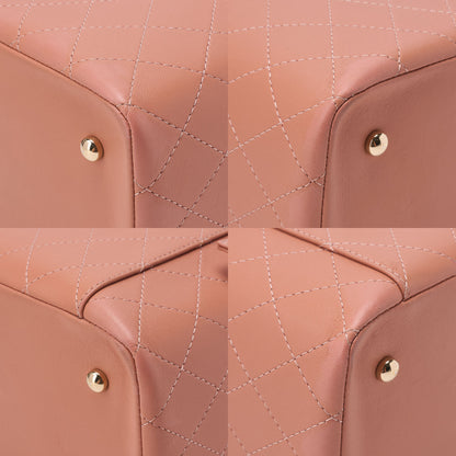 CHANEL Lambskin Coco Mark Vanity Wood Handle 2-Way Shoulder Pink Gold-Tone Hardware, Pre-Owned