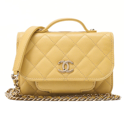 CHANEL Caviar Skin Business Affinity 2-Way Chain Wallet Yellow Gold-Tone Hardware, Pre-Owned