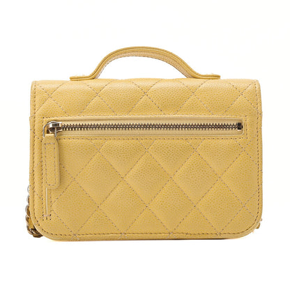 CHANEL Caviar Skin Business Affinity 2-Way Chain Wallet Yellow Gold-Tone Hardware, Pre-Owned