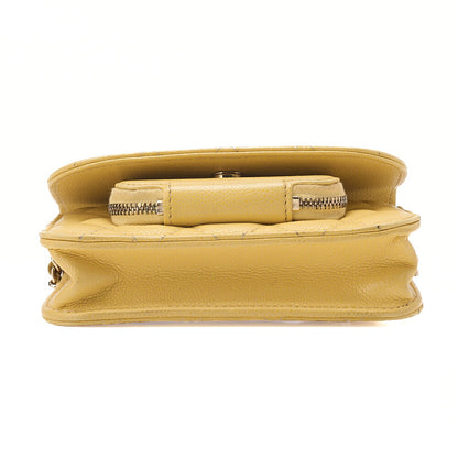 CHANEL Caviar Skin Business Affinity 2-Way Chain Wallet Yellow Gold-Tone Hardware, Pre-Owned
