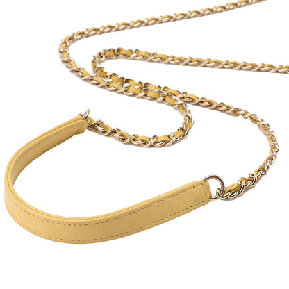 CHANEL Caviar Skin Business Affinity 2-Way Chain Wallet Yellow Gold-Tone Hardware, Pre-Owned