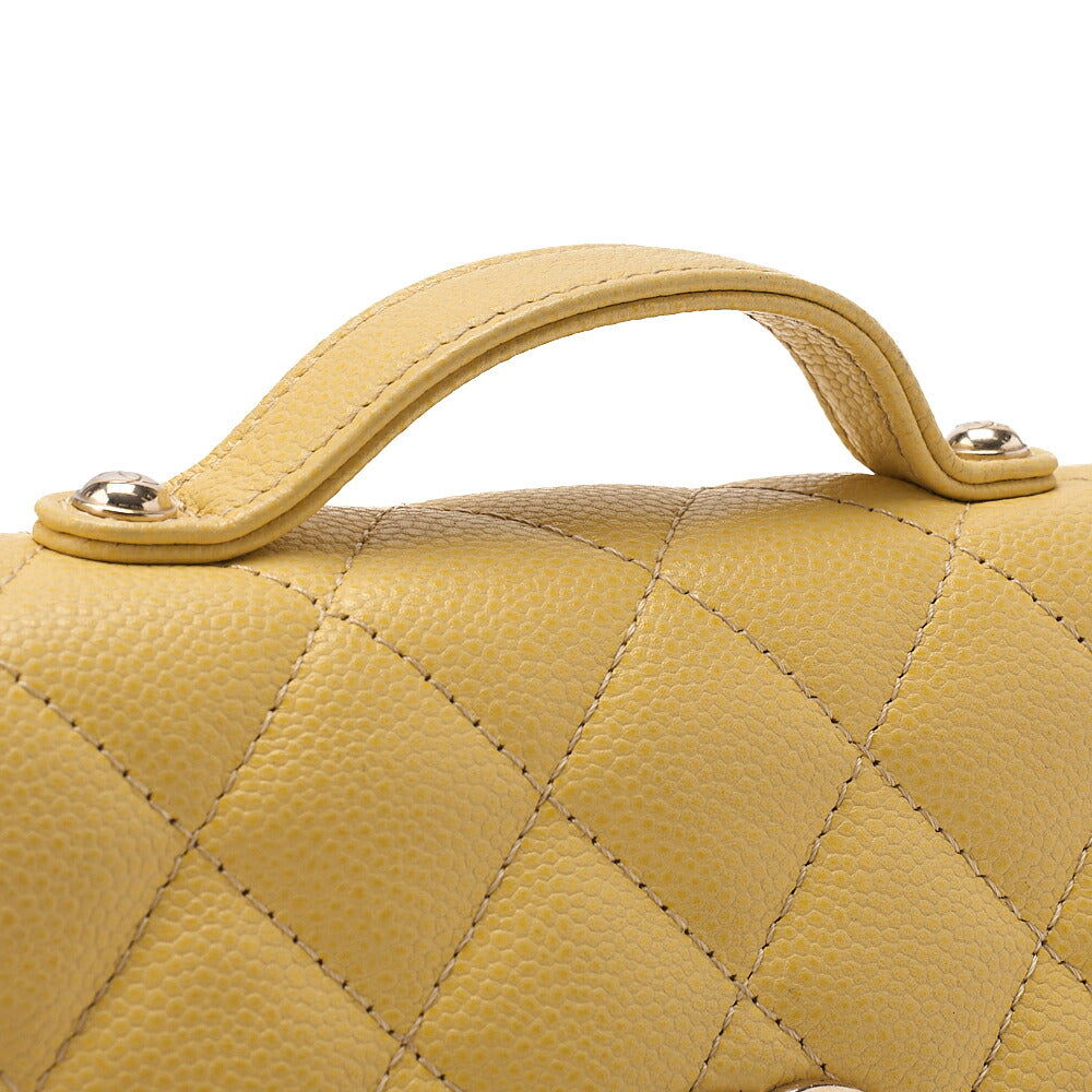 CHANEL Caviar Skin Business Affinity 2-Way Chain Wallet Yellow Gold-Tone Hardware, Pre-Owned