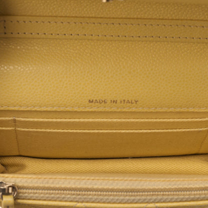 CHANEL Caviar Skin Business Affinity 2-Way Chain Wallet Yellow Gold-Tone Hardware, Pre-Owned