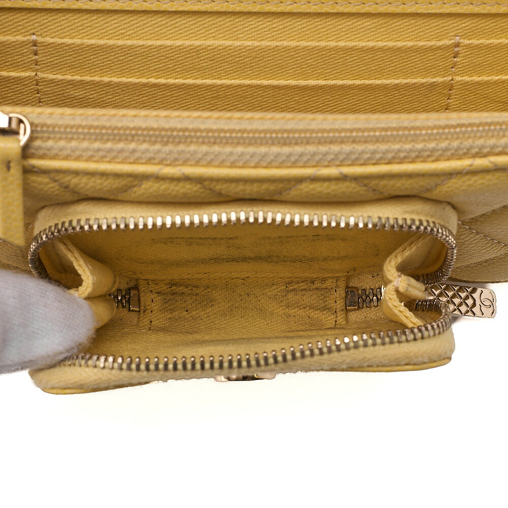 CHANEL Caviar Skin Business Affinity 2-Way Chain Wallet Yellow Gold-Tone Hardware, Pre-Owned