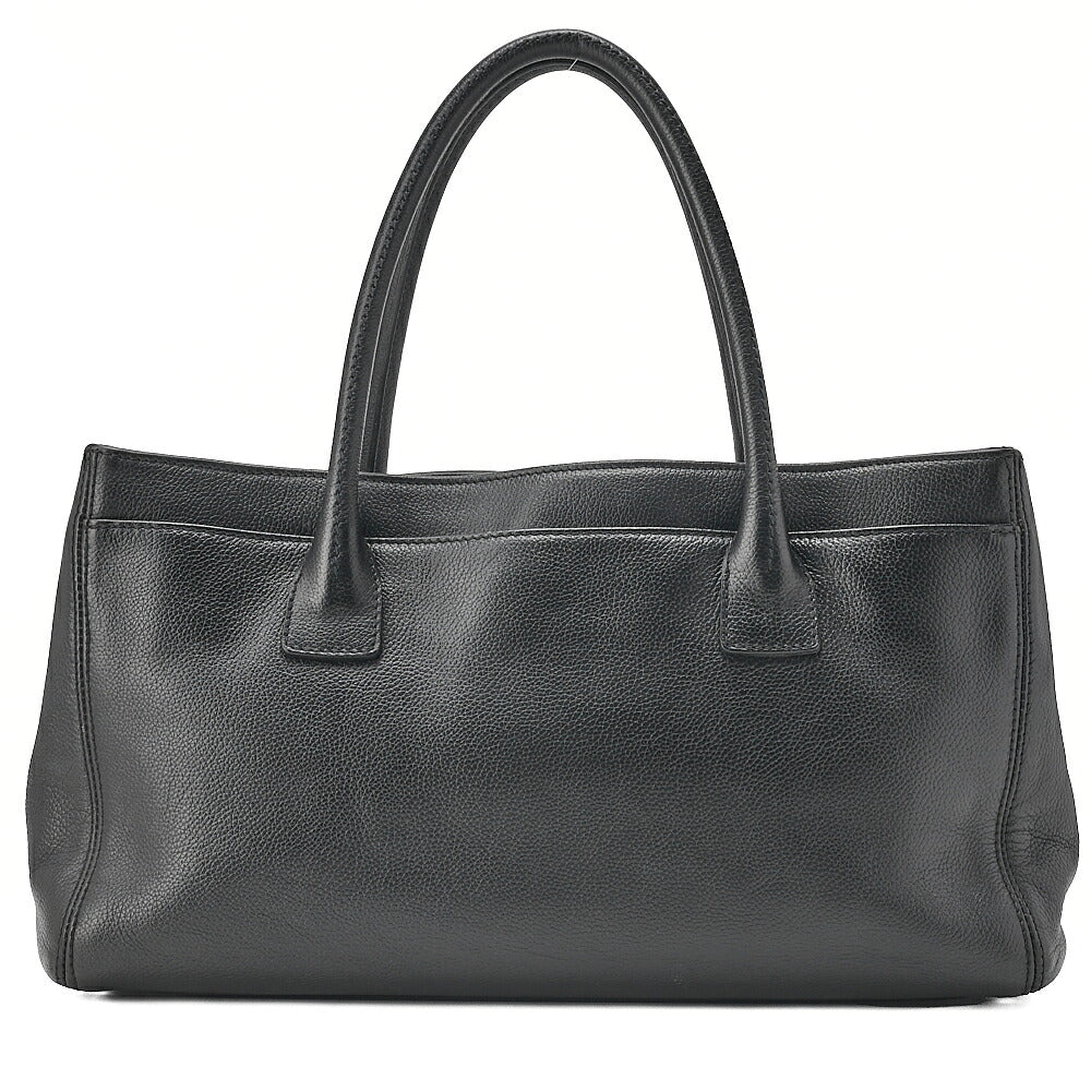 CHANEL Caviar Skin Executive 2.55 Turn Lock Tote Bag Black Silver-Tone Hardware, Pre-Owned
