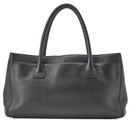 CHANEL Caviar Skin Executive 2.55 Turn Lock Tote Bag Black Silver-Tone Hardware, Pre-Owned