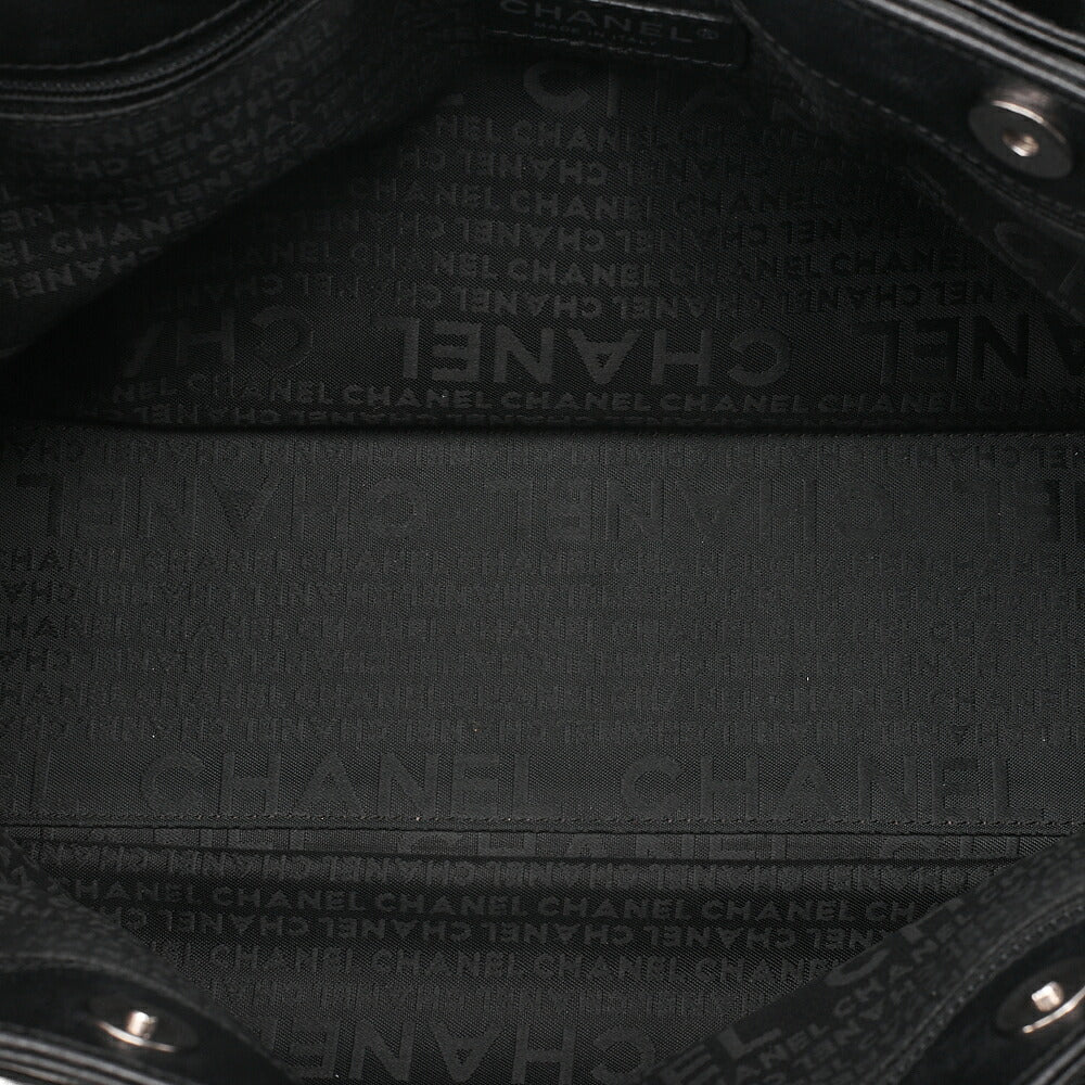 CHANEL Caviar Skin Executive 2.55 Turn Lock Tote Bag Black Silver-Tone Hardware, Pre-Owned