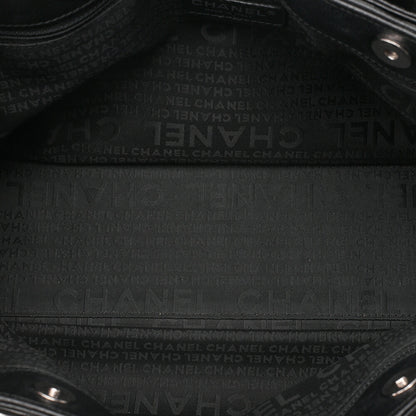 CHANEL Caviar Skin Executive 2.55 Turn Lock Tote Bag Black Silver-Tone Hardware, Pre-Owned