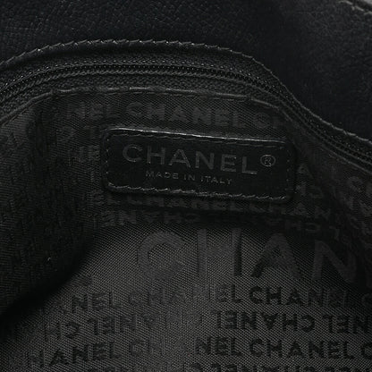 CHANEL Caviar Skin Executive 2.55 Turn Lock Tote Bag Black Silver-Tone Hardware, Pre-Owned
