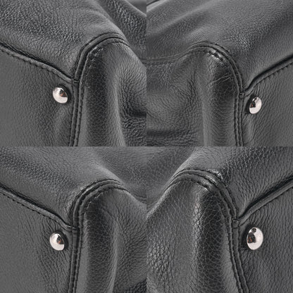 CHANEL Caviar Skin Executive 2.55 Turn Lock Tote Bag Black Silver-Tone Hardware, Pre-Owned